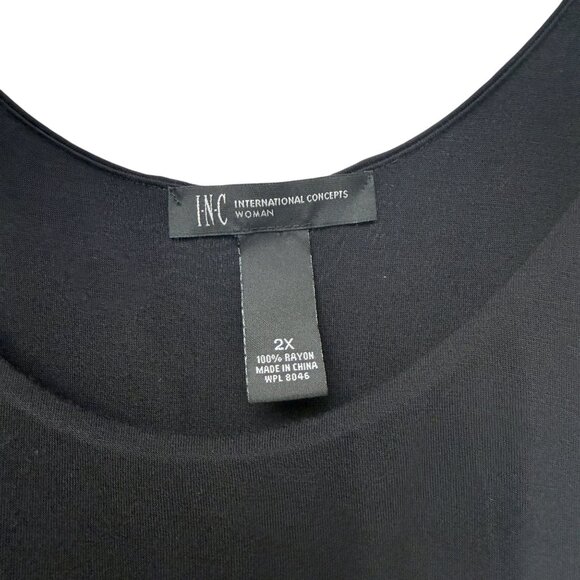 INC International Concepts Maxi Dress Plus Size 2X Black Tie Dye Stretch Rayon - Picture 4 of 9